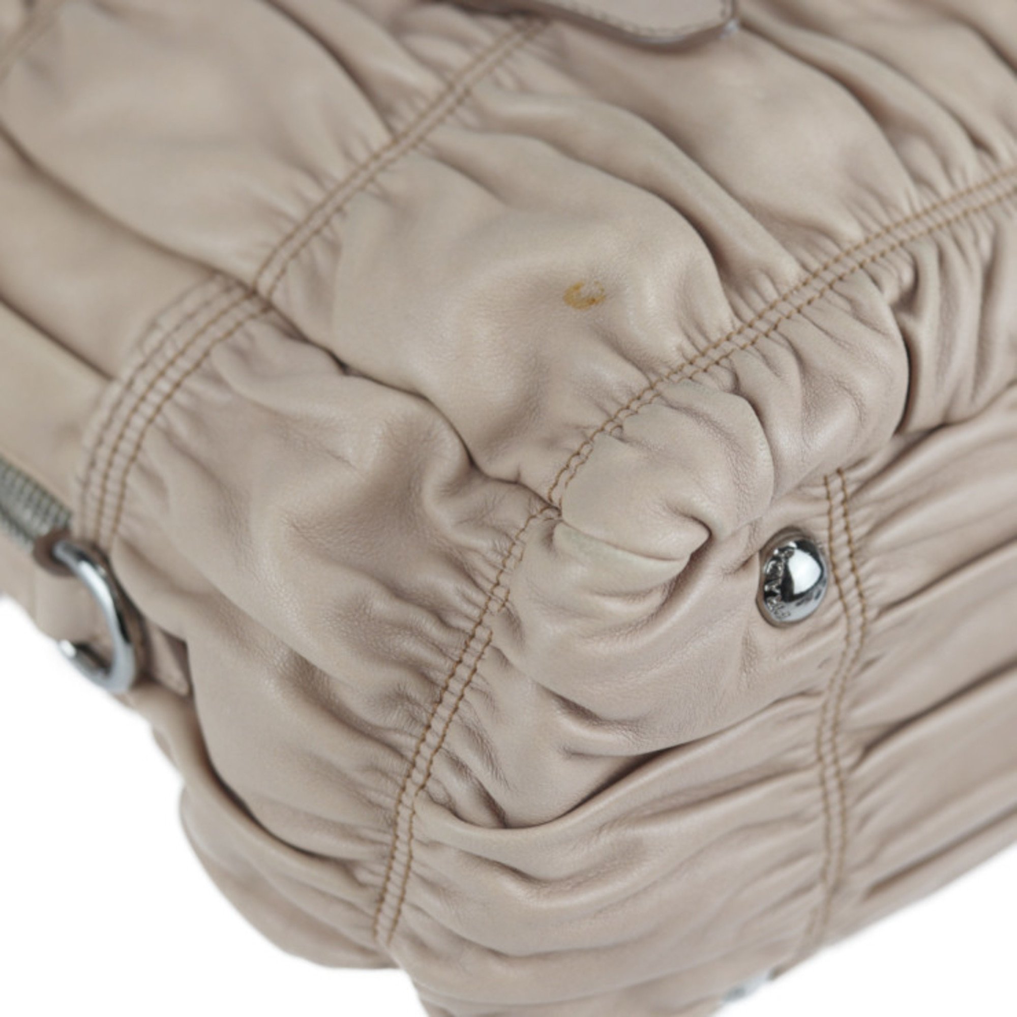 PRADA Prada handbag BL0759 nappa leather CAMMEO beige 2WAY shoulder bag tote gather
