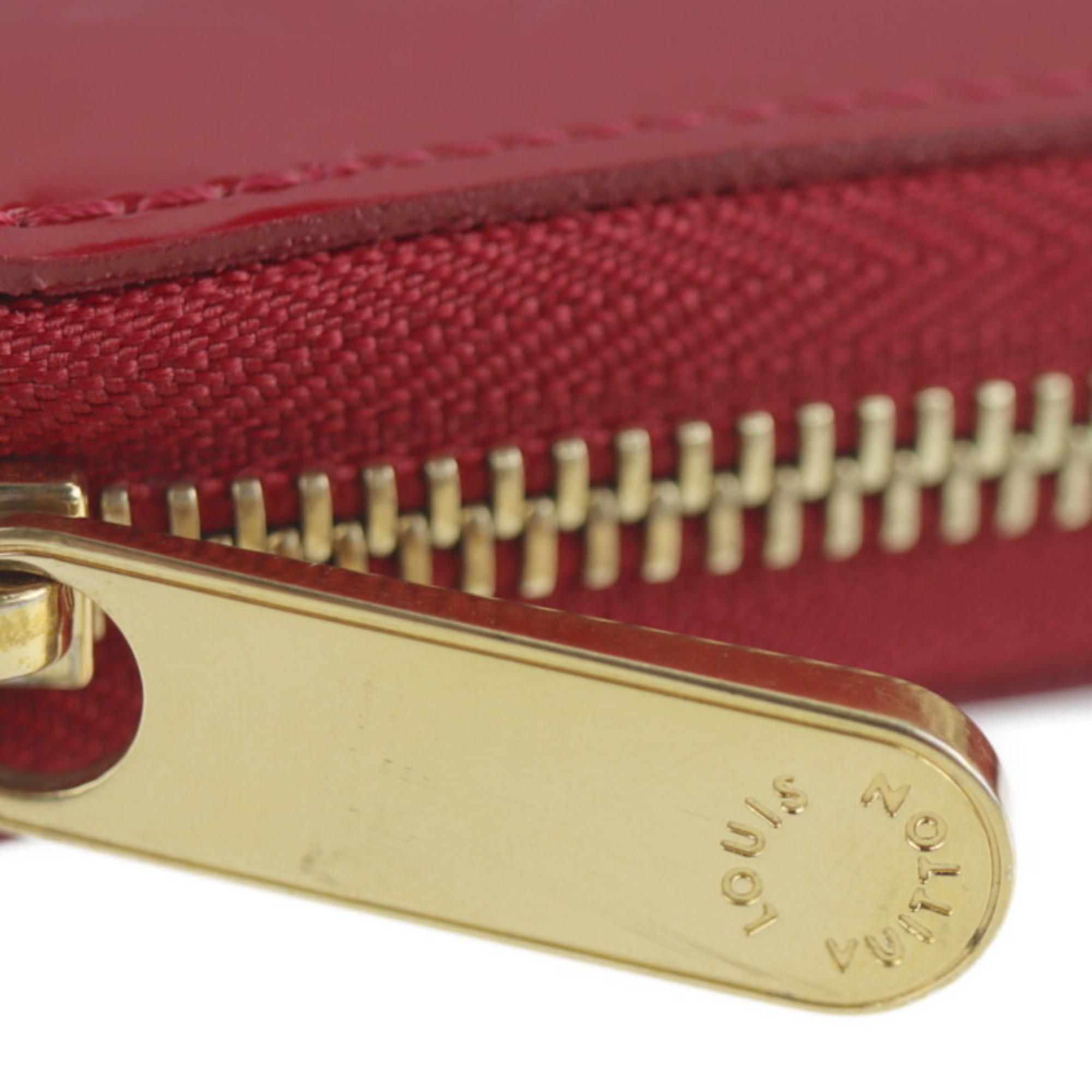 LOUIS VUITTON Louis Vuitton Zippy Wallet Long M90200 Monogram Vernis Surise Red Round Zipper Zip Gold Metal Fittings