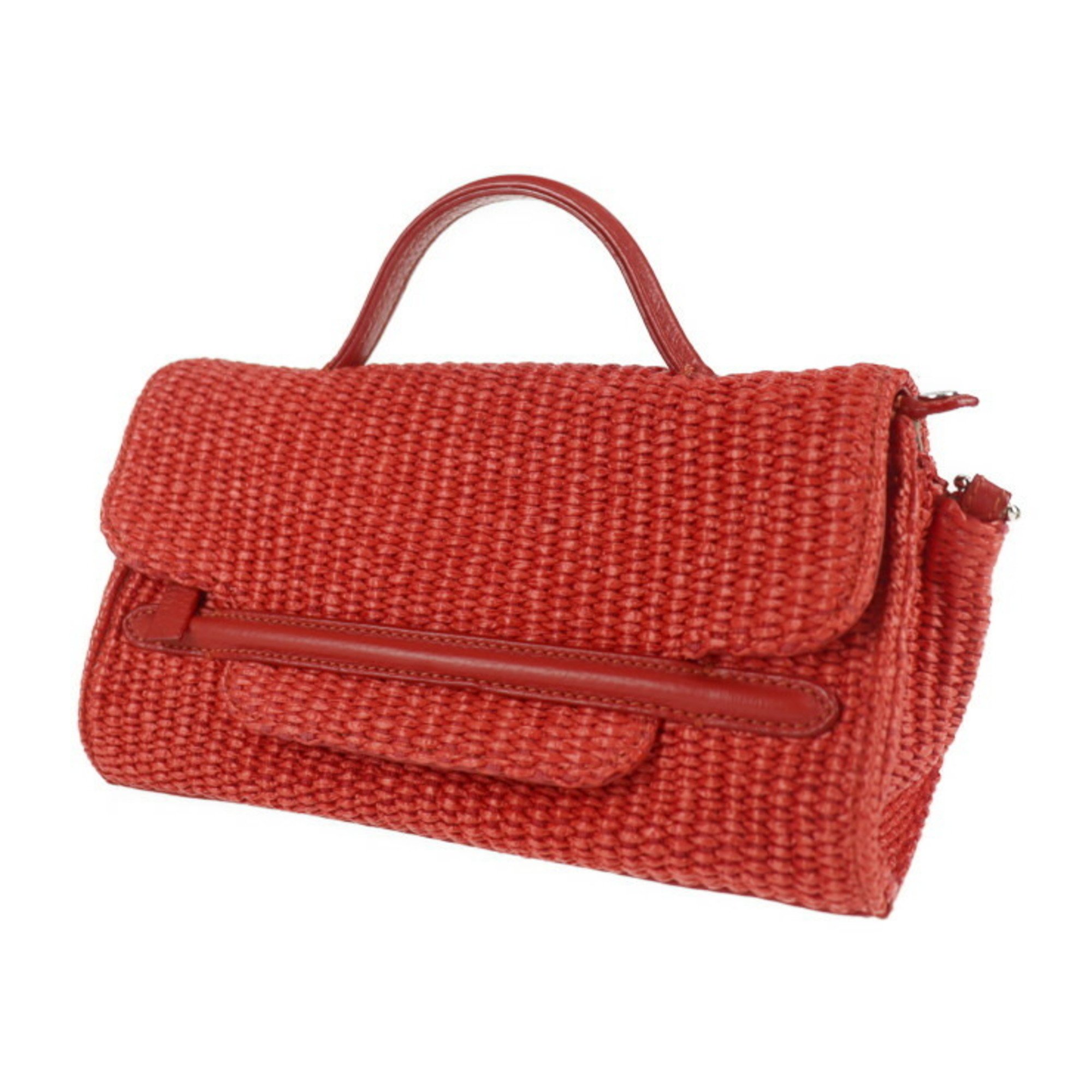 ZANELLATO handbag straw leather red 2WAY shoulder bag