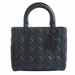 Christian Dior Lady Cannage Ultra Matte Leather Handbag Black