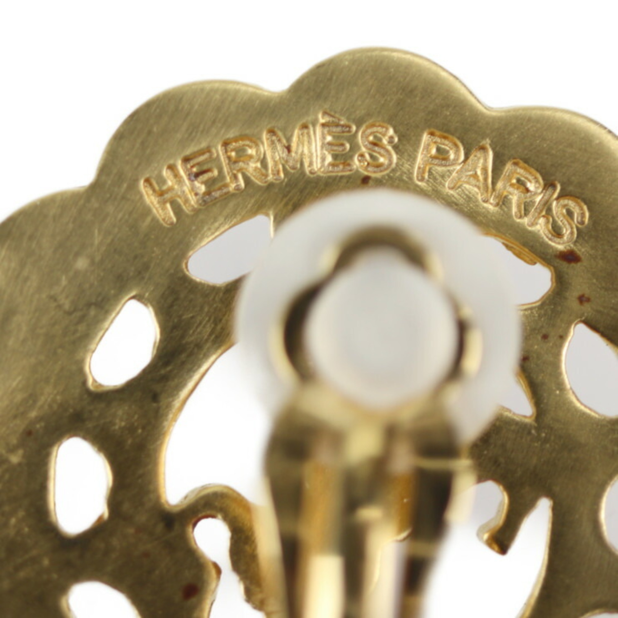 HERMES Hermes BIJOUTERIE FANTAISIE earrings metal gold hose horse