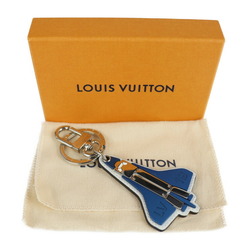 LOUIS VUITTON Louis Vuitton Porto Clé Mascot Locket Keychain MP2214 Metal Leather Blue Silver White