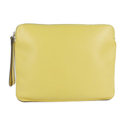 Valextra Clutch Bag Leather Yellow Series Silver Hardware Second Pouch