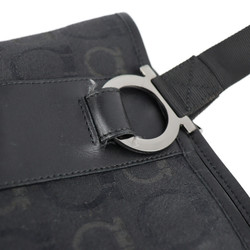 Salvatore Ferragamo Gancini shoulder bag 21 5376 canvas leather black silver hardware tote