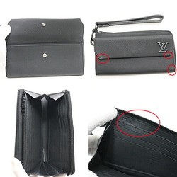 LOUIS VUITTON Louis Vuitton Zippy Aerogram Round Long Wallet Grain Leather M69831 Black