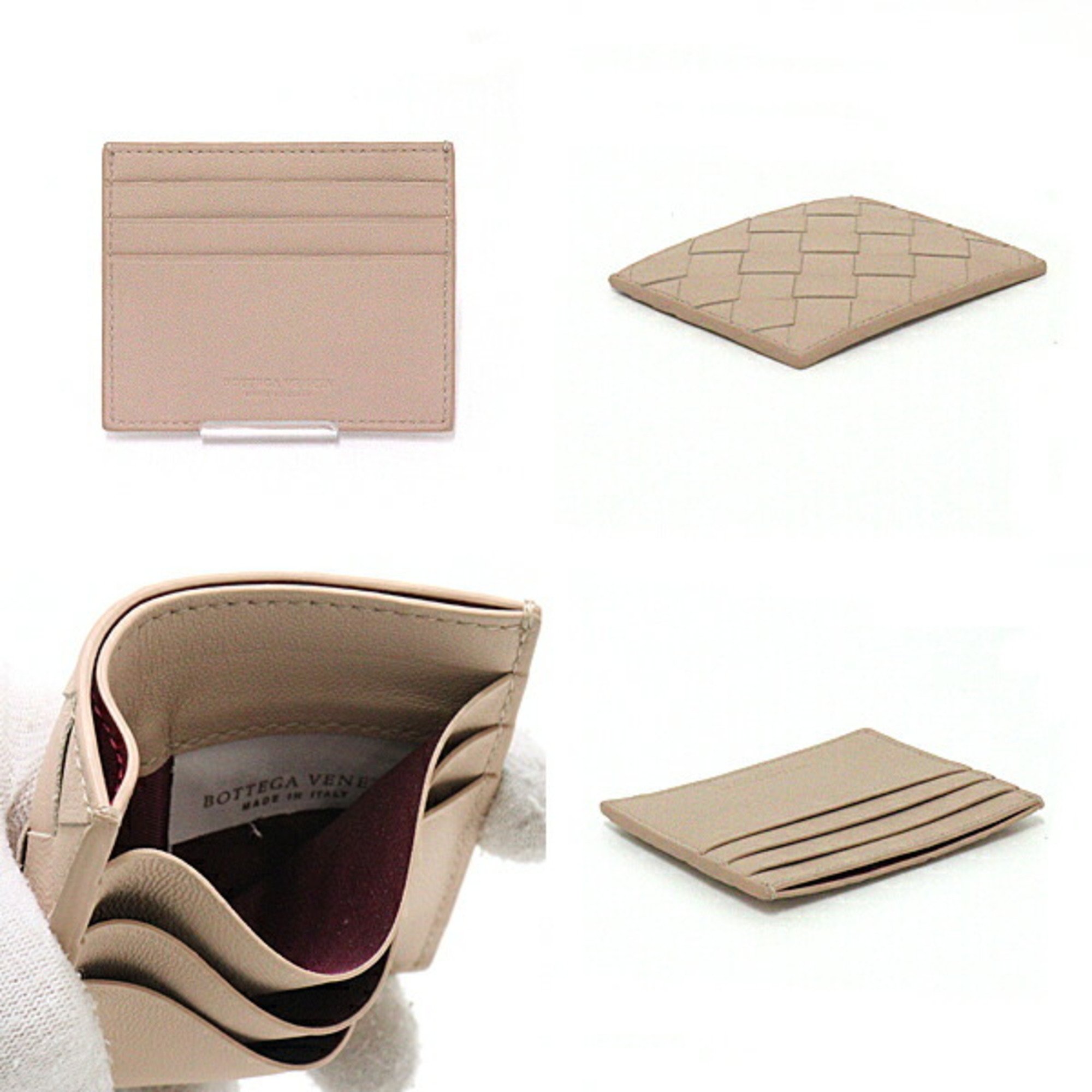 BOTTEGA VENETA Bottega Veneta credit card case pass intrecciato lambskin beige pink