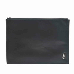 SAINT LAURENT Saint Laurent Tiny Monogram Leather Zip Tablet Holder Clutch Bag Black
