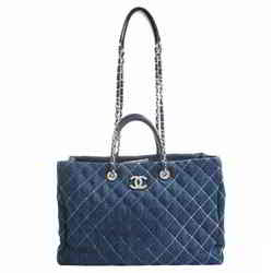 CHANEL Chanel matelasse chain handbag blue