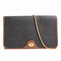Christian Dior Leather Honeycomb Chain Shoulder Bag Black/Brown