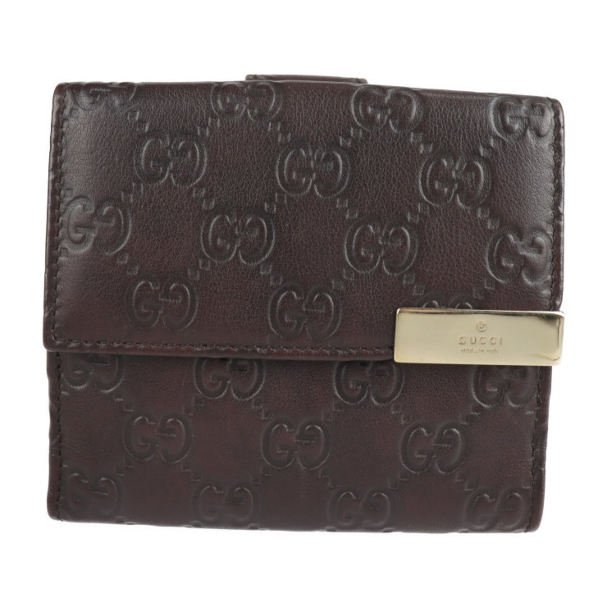 GUCCI Gucci Shima Bifold Wallet 257015 Leather Dark Brown W Hook