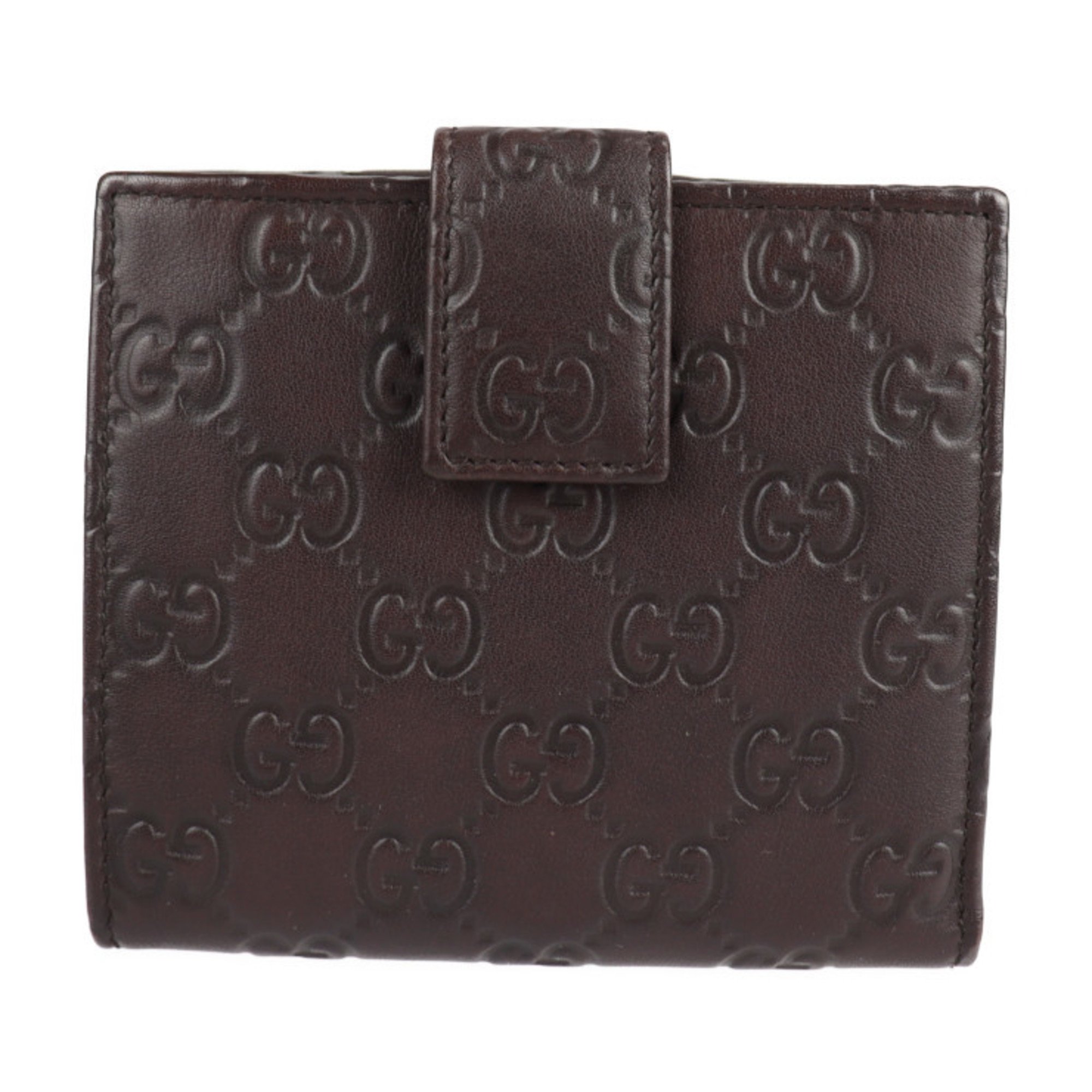 GUCCI Gucci Shima Bifold Wallet 257015 Leather Dark Brown W Hook