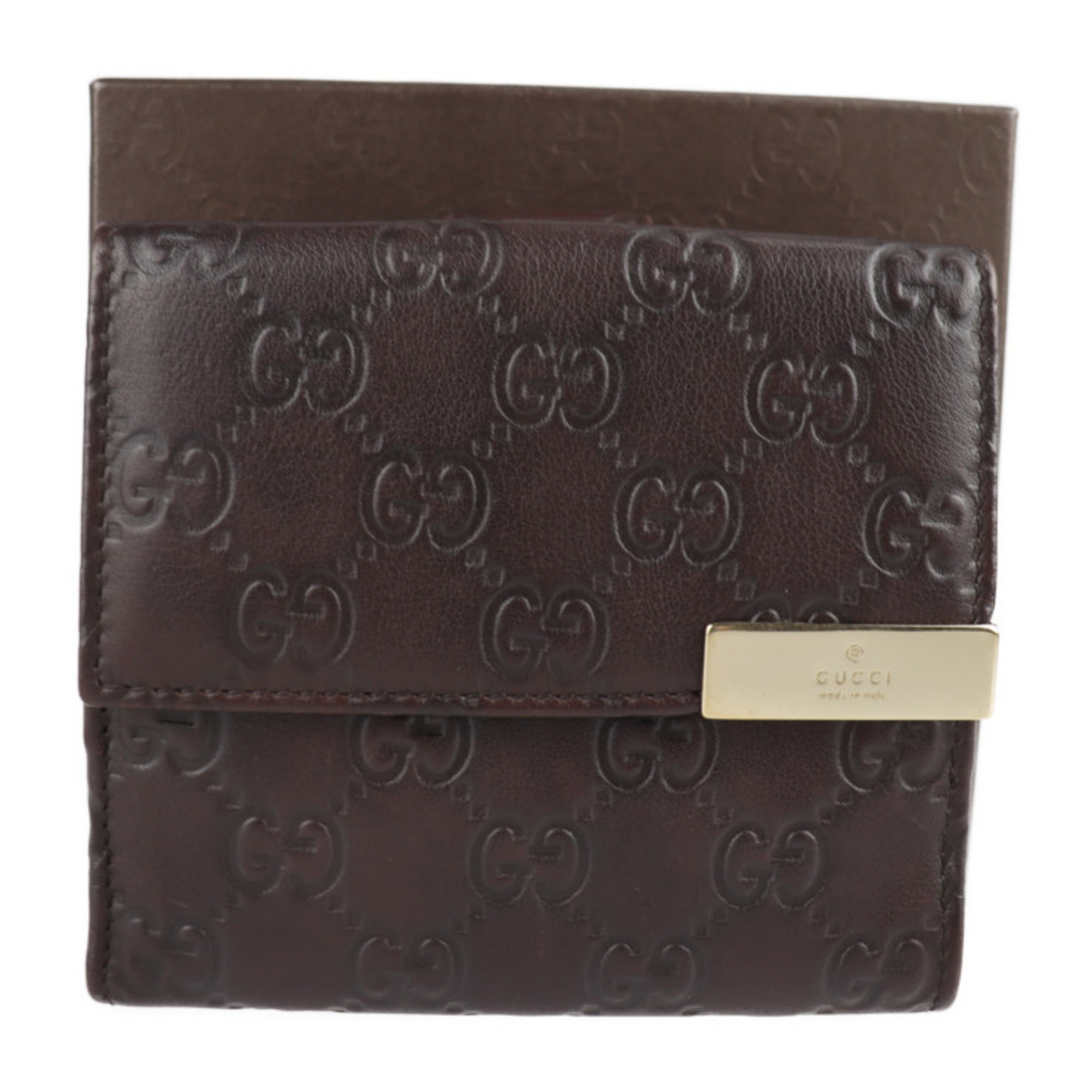 GUCCI Gucci Shima Bifold Wallet 257015 Leather Dark Brown W Hook