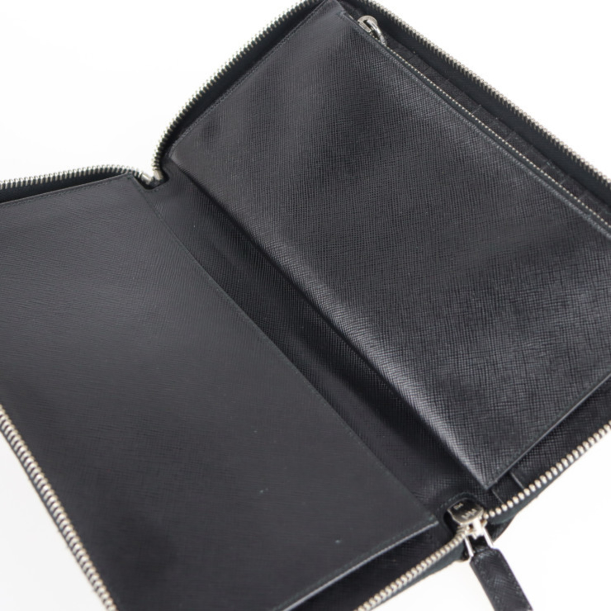 PRADA Prada long wallet 2M1220 saffiano leather NERO black organizer round zipper travel case