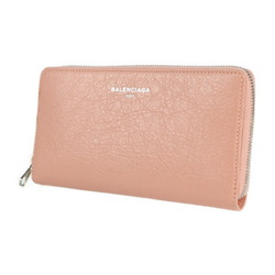 BALENCIAGA Balenciaga exclusive long wallet 419805 leather pink beige round zipper