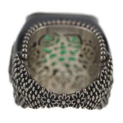 GUCCI Gucci Ring 538037-J7422 Notation Size 10 Silver 925 Rhinestone Crystal Green Black Square Stone