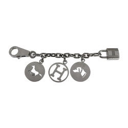 HERMES Hermes Amulet 4 Bull Rock Keychain Metal Gunmetal Bag Charm Key Chain H Logo Cadena Horse Dog Silver
