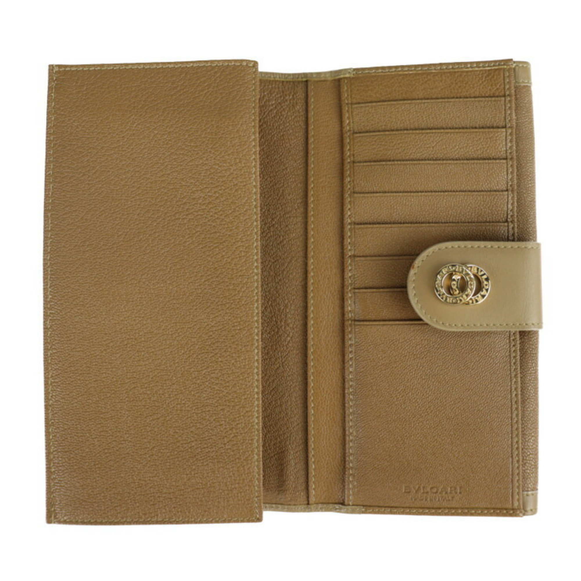 BVLGARI Bulgari DOPPIOTONDO Doppiotondo bi-fold wallet 26856 leather light brown series gold metal fittings W hook long