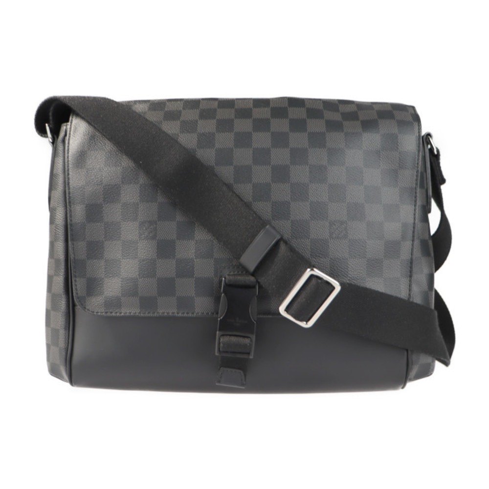 Pre-Owned LOUIS VUITTON Louis Vuitton Messenger MM Shoulder Bag N41458 Damier  Graphite Canvas Leather Gray Black (Good) 