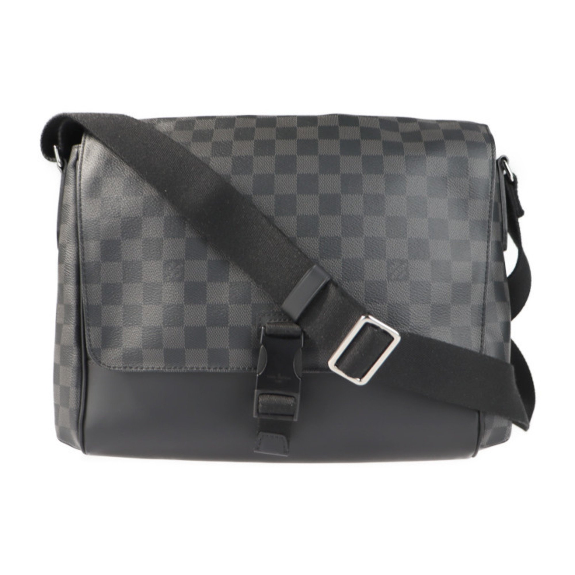 LOUIS VUITTON Louis Vuitton Messenger MM Shoulder Bag N41458 Damier Graphite Canvas Leather Gray Black