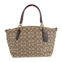 COACH coach signature handbag F58283 canvas leather beige dark brown 2WAY tote bag shoulder