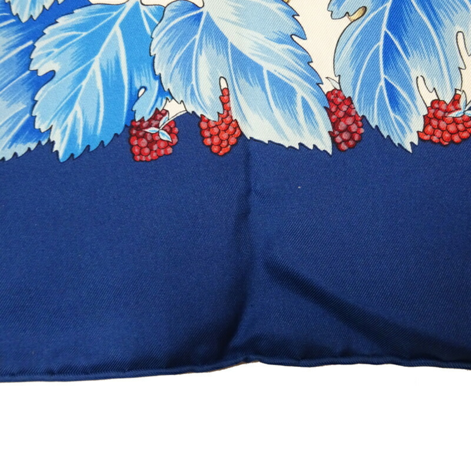 Hermes Carré 90 'ARBRE de SOiE Mulberry Tree and Silkworm Women's Scarf Muffler 100% Silk Blue