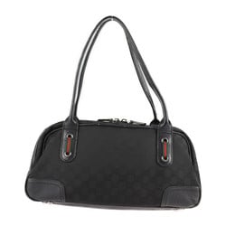 GUCCI Gucci Sherry Line Handbag 293594 GG Nylon Leather Black Silver Hardware Mini Boston Shoulder Bag