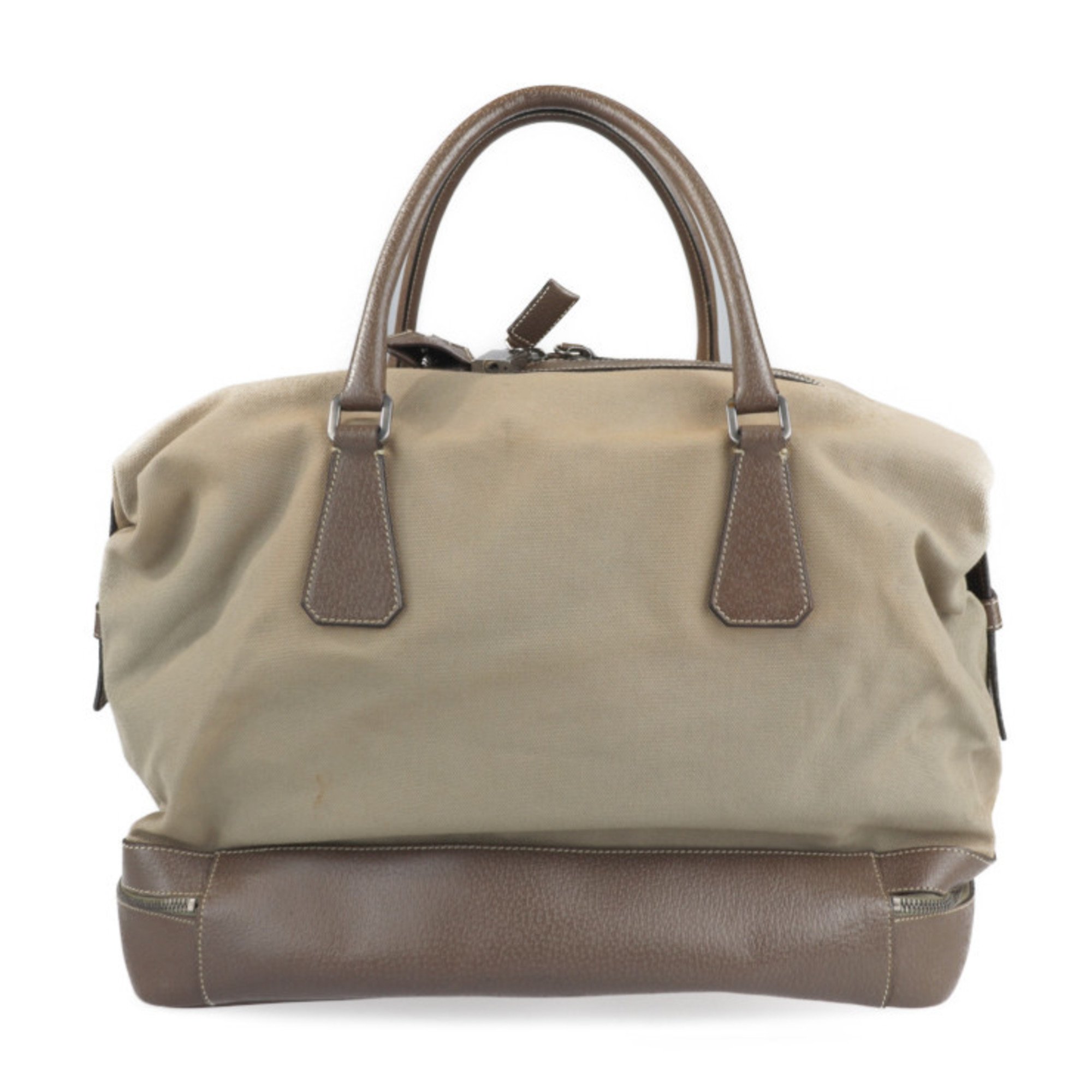 PRADA Prada handbag VS0065 canvas buffalo leather khaki brown Boston bag