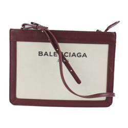 BALENCIAGA Balenciaga navy pochette shoulder bag 390641 canvas leather beige Bordeaux messenger mini
