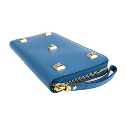 Salvatore Ferragamo Gancini long wallet IY-22 D572 leather blue round zipper