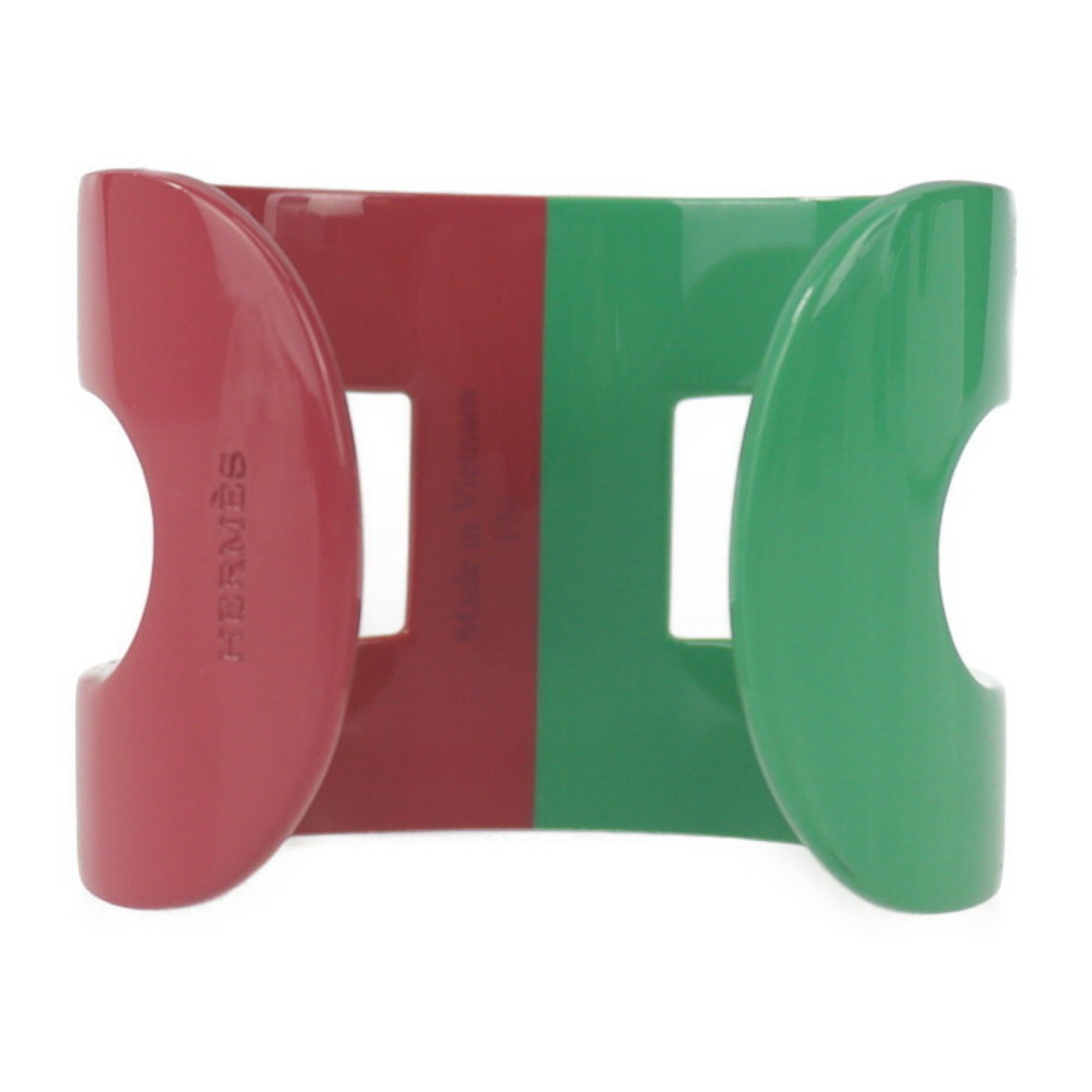 HERMES Hermes Ano Bangle Plastic Pink Green Bicolor