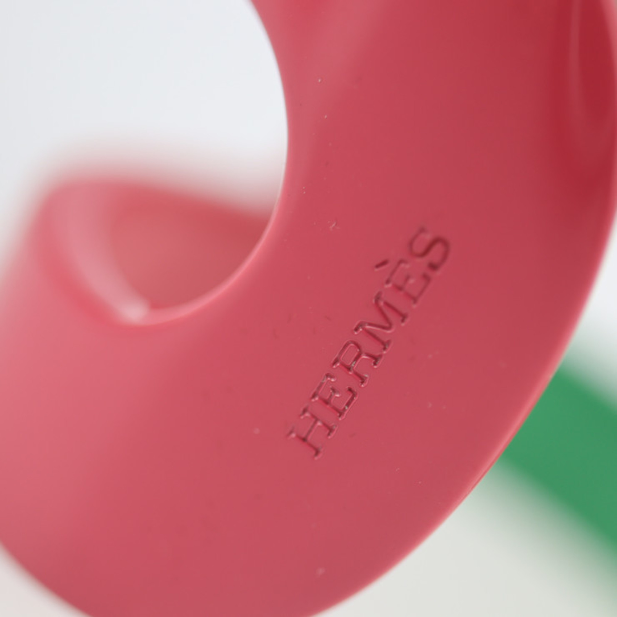 HERMES Hermes Ano Bangle Plastic Pink Green Bicolor