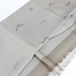 CARTIER Cartier stall cotton 58% silk 42% beige shawl bird pattern fashion accessories