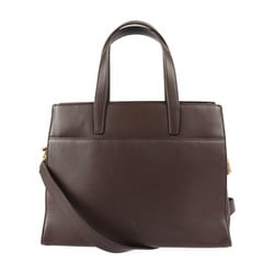 LOEWE Loewe handbag leather dark brown gold metal fittings anagram 2WAY shoulder bag tote