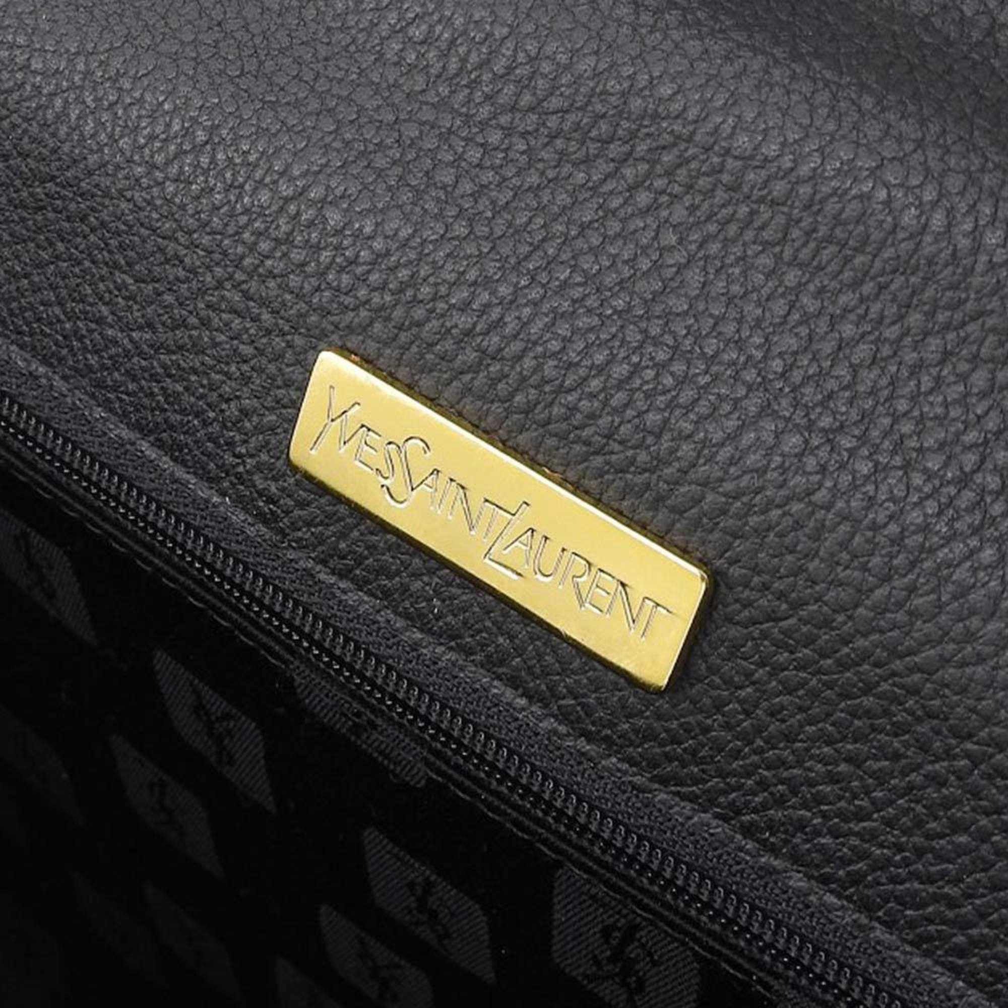 Yves Saint Laurent YSL diamond cut bag leather black x red