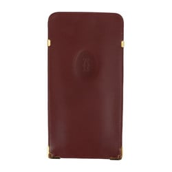 CARTIER Cartier glasses case mast line other accessories leather Bordeaux gold metal fittings