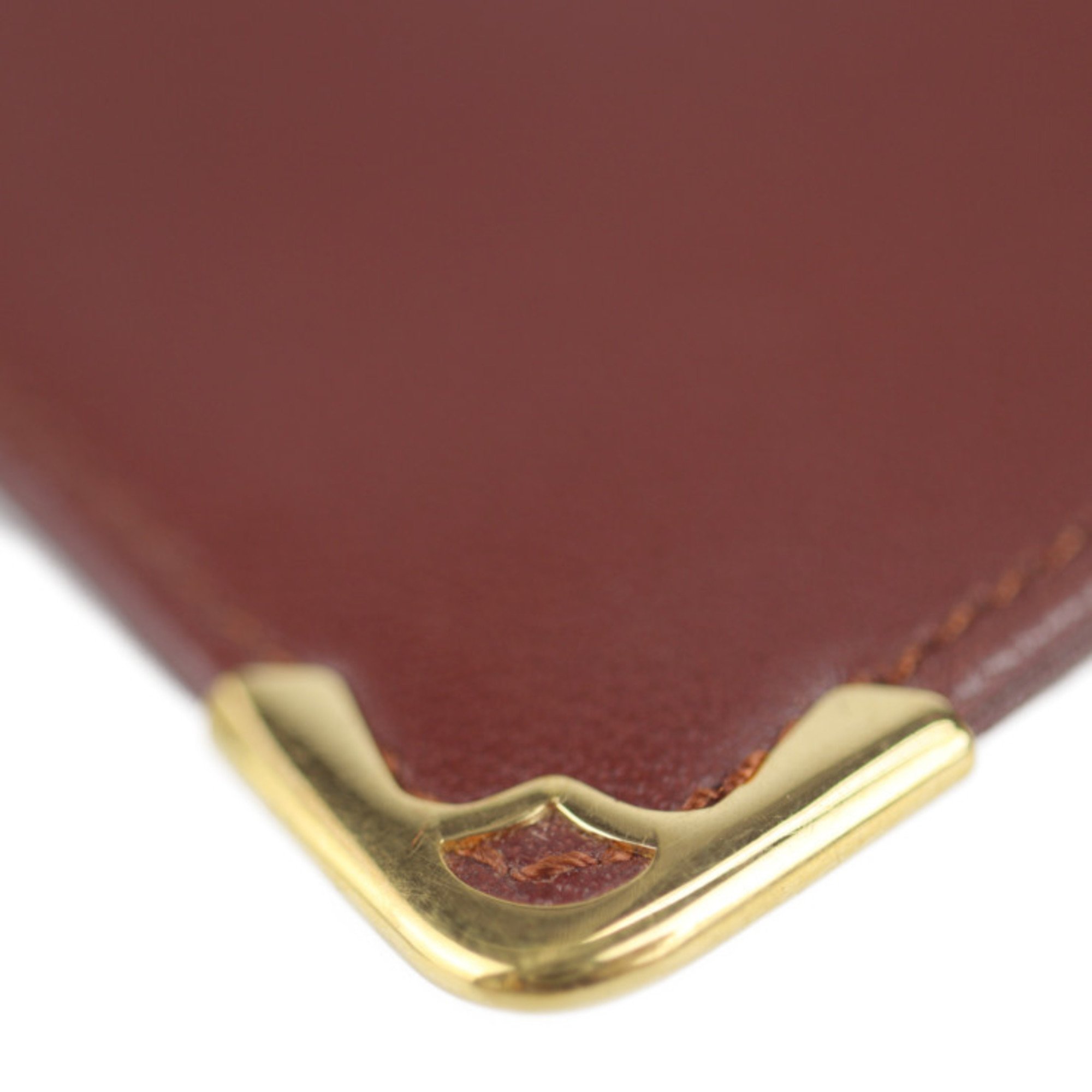 CARTIER Cartier glasses case mast line other accessories leather Bordeaux gold metal fittings