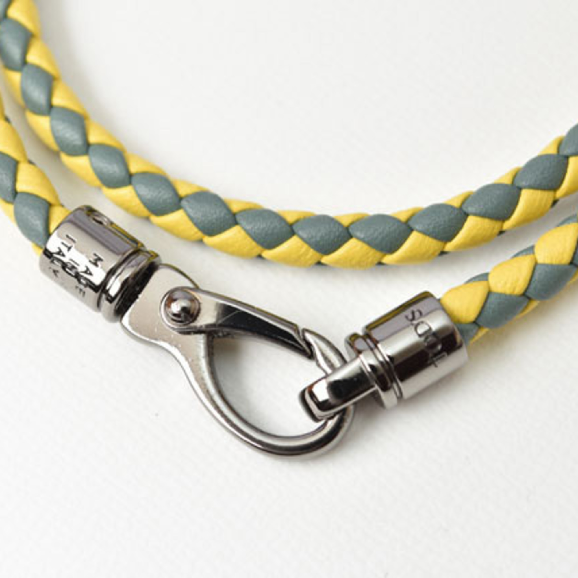 Tod's Bracelet Bangle 2 Strands Intrecciato TOD'S Men's Line Leather Green Yellow
