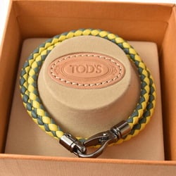 Tod's Bracelet Bangle 2 Strands Intrecciato TOD'S Men's Line Leather Green Yellow