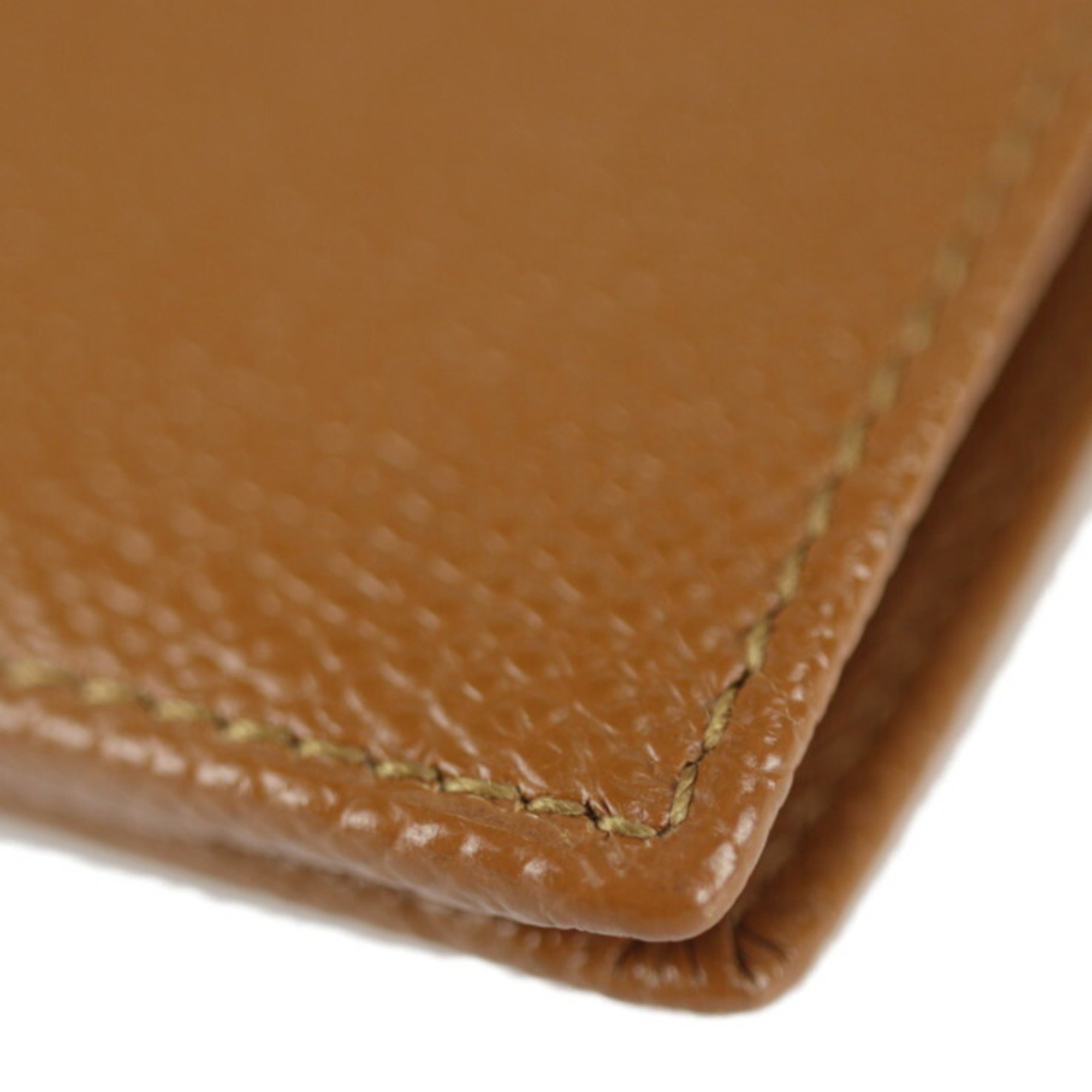 BVLGARI Bvlgari Classico Bifold Wallet 22309 Leather Camel Brown Billfold Credit Card Holder Embossed Grain Calf