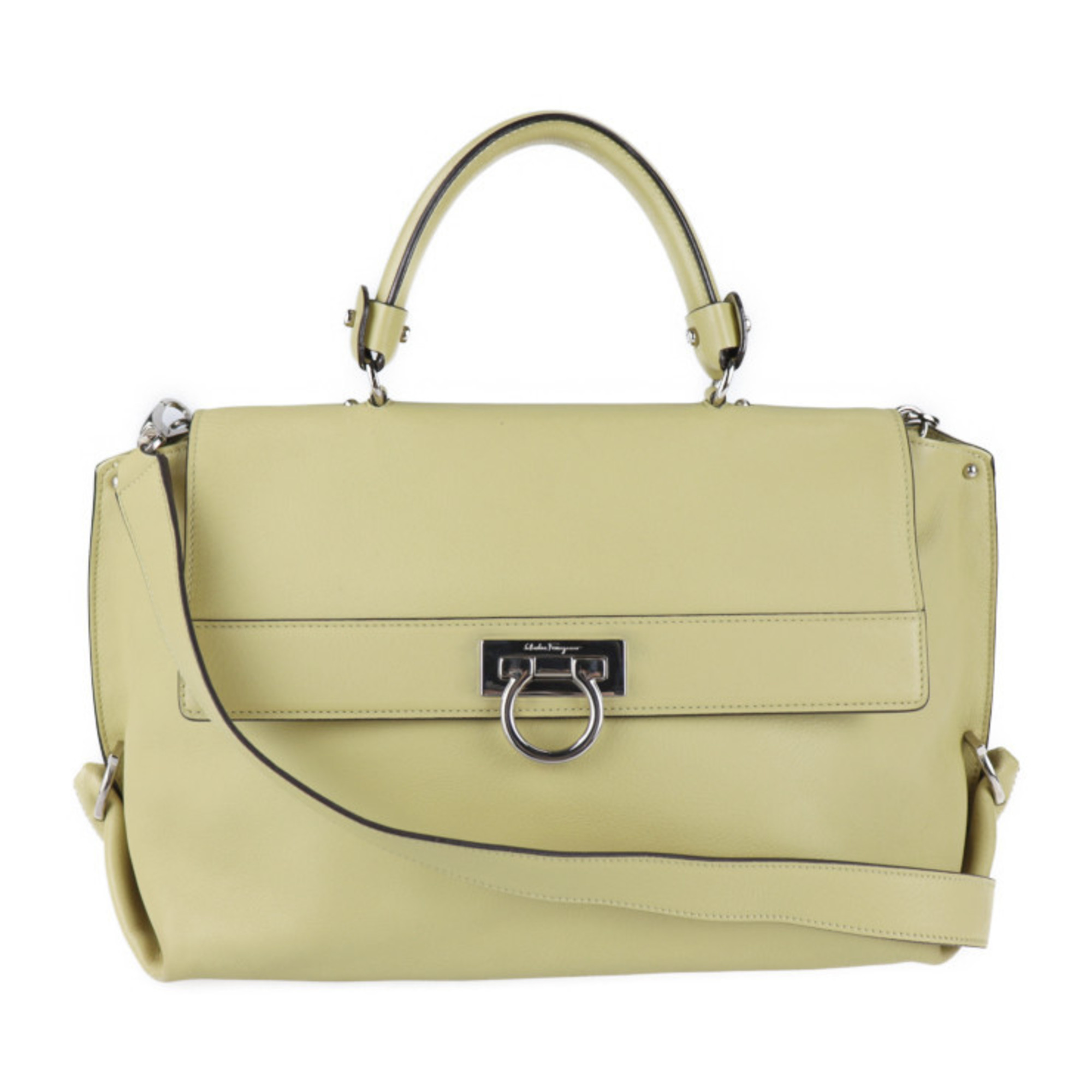 Salvatore Ferragamo Small Sofia Gancini Handbag FZ-21 A871 Leather Yellow 2way