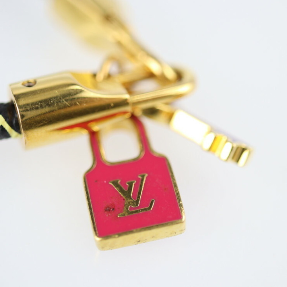 Authenticated Used LOUIS VUITTON Louis Vuitton Brasserie Rackit Bracelet  M6603F Monogram Multicolor Noir Black Gold Hardware Padlock Key Motif 