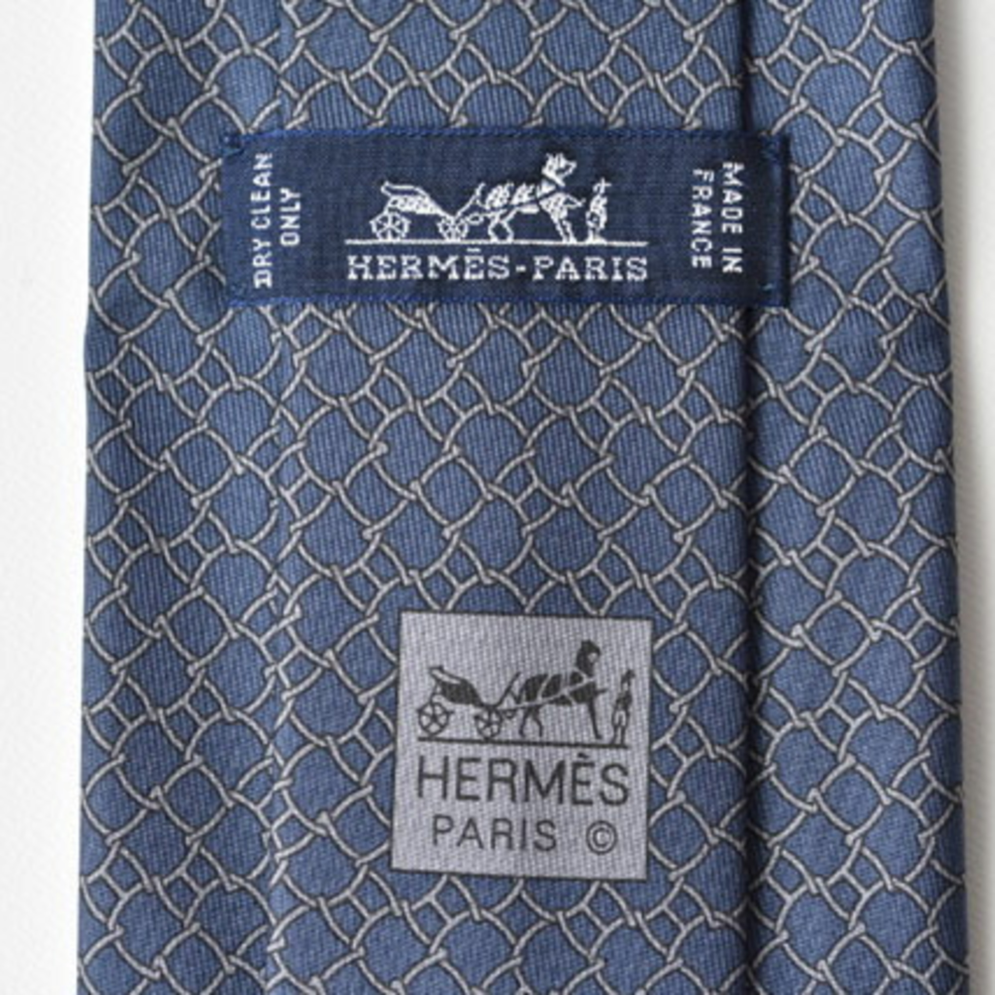 Hermes tie HERMES silk twill blue 606116
