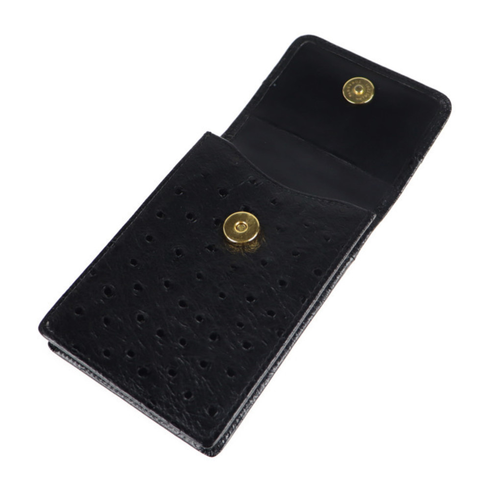 Authenticated Used Gianni Versace Sunburst Other Accessories Leather Black  Gold Hardware Cigarette Case Embossed