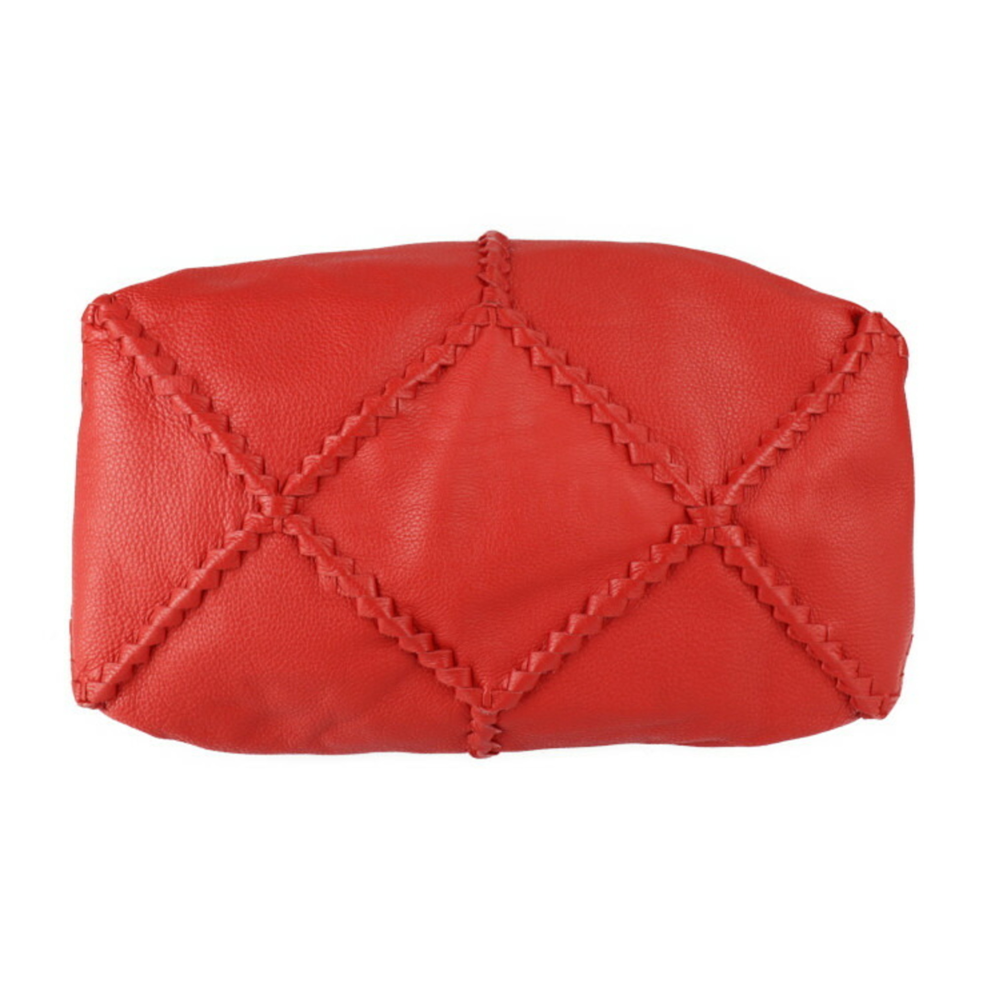 BOTTEGA VENETA Cervo Medium Shoulder Bag 468600 Leather Red Intrecciato Handbag Tote
