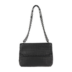 BOTTEGA VENETA Bottega Veneta Olympia Bag Medium Intrecciato Shoulder 386499 Leather Black Chain