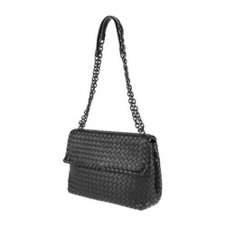 BOTTEGA VENETA Bottega Veneta Olympia Bag Medium Intrecciato Shoulder 386499 Leather Black Chain
