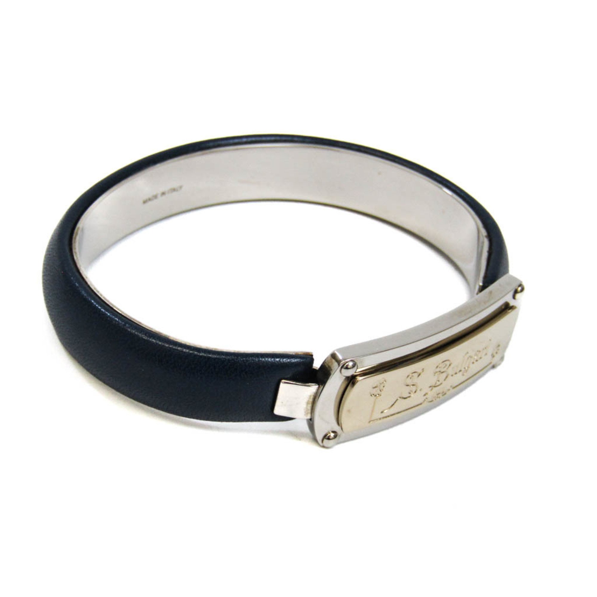 Bvlgari S.Bulgari With Pression Closure Leather,Metal Bangle Champagne Gold,Navy,Silver