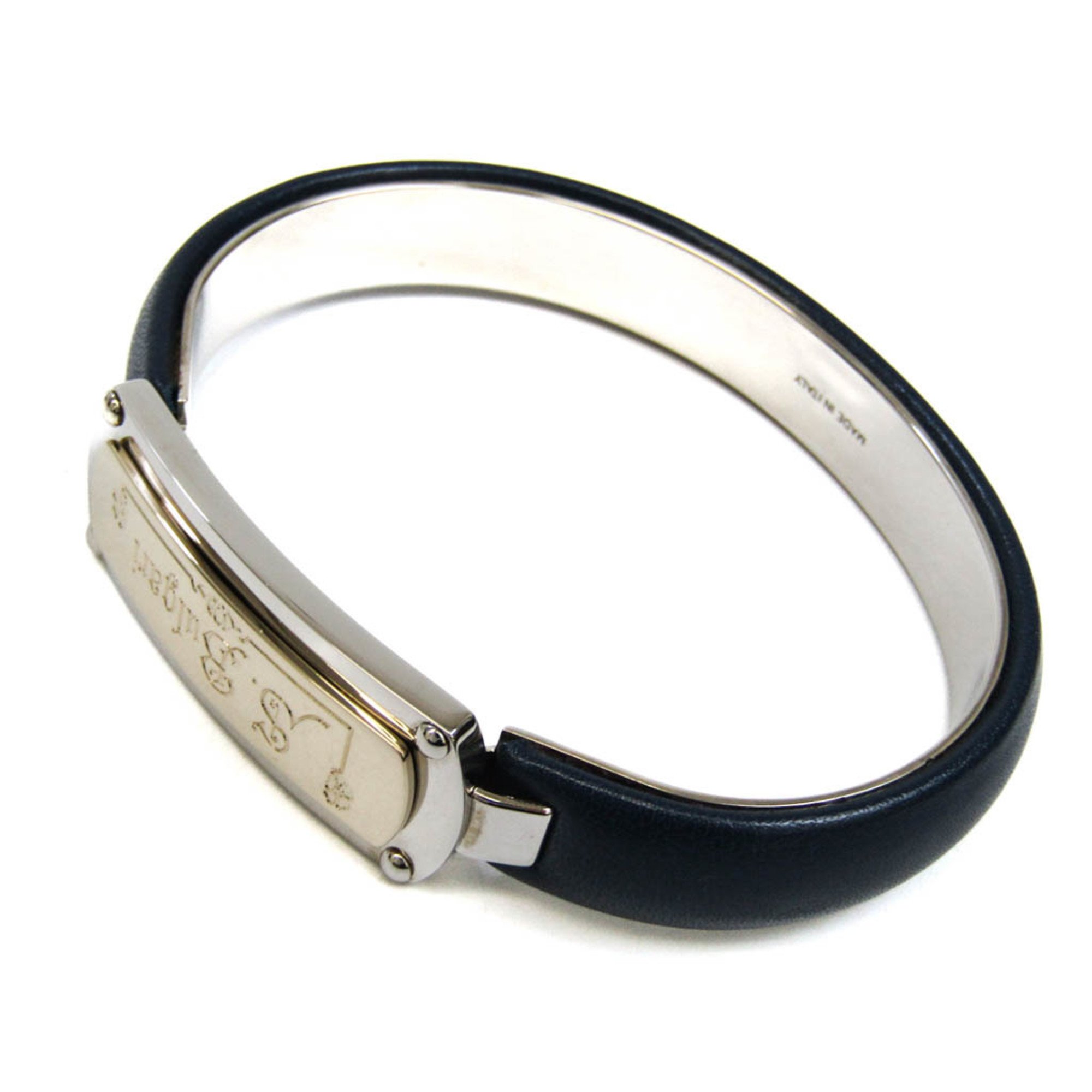 Bvlgari S.Bulgari With Pression Closure Leather,Metal Bangle Champagne Gold,Navy,Silver