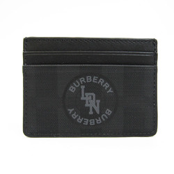 Burberry Logo Graphic London Check 8022552 Leather Coated Canvas Card Case Black,Gray