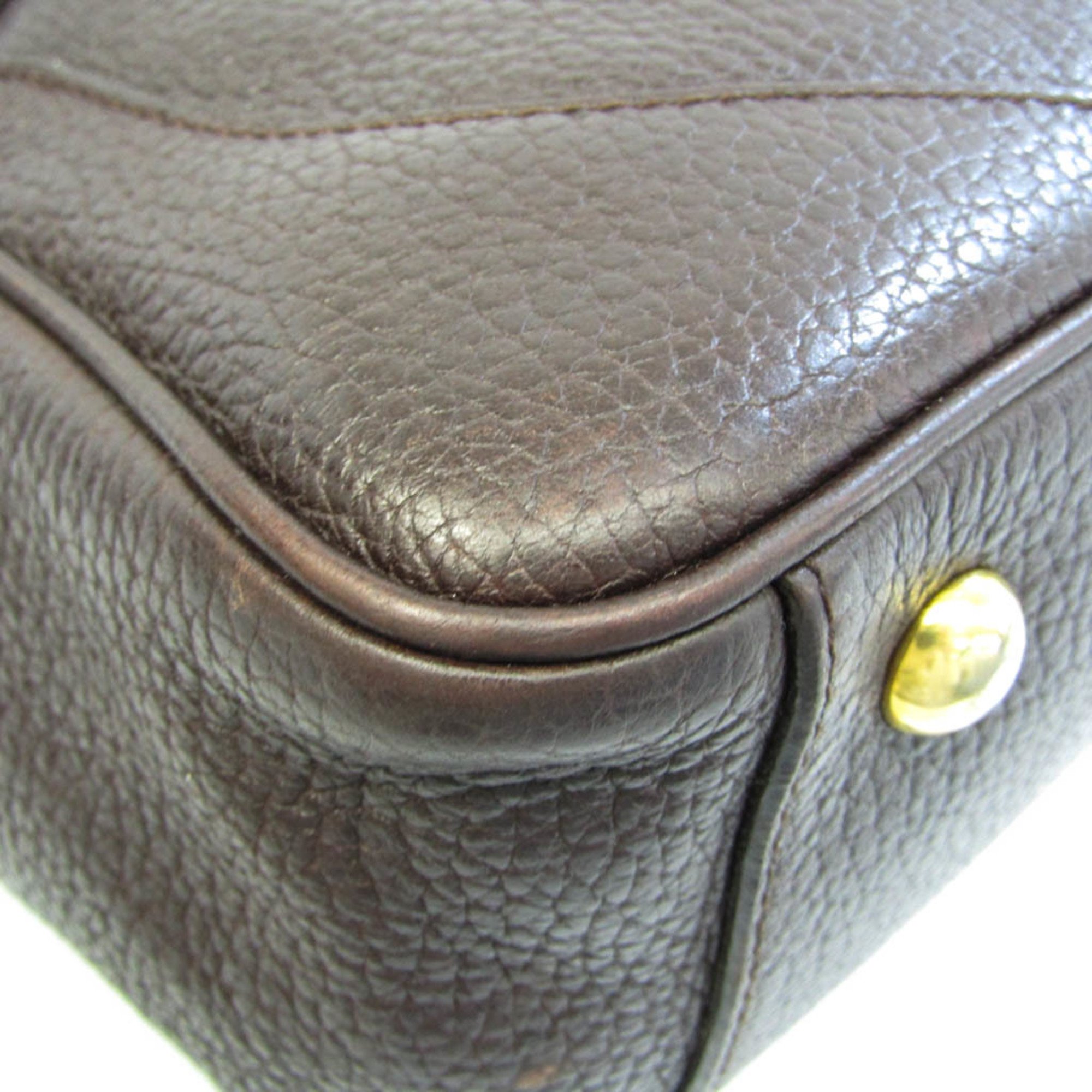 J&M Davidson VIVI Women's Leather Tote Bag Dark Brown